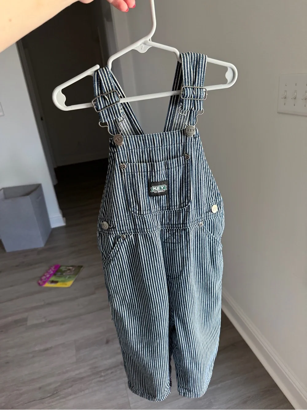 KEY Kids Blue Stripe Overalls One-Piece